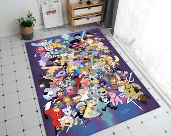 Cartoon Characters Rug, Mix Rug, Cartoon Rug, Kids Room Rug, Gift for Kids, Cute Rug, Colorful Rug, Kids Rug,Children&#39;s Rug, Custom Area Rug