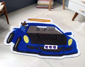 Car Rug, Classic Car Rug, Shaped Rug, Rapper Rug, Music Rug, 999 Rug, Juice Wrld 999 Rug, Juice Wrld Album Cover, Tufted Look Printed Rug
