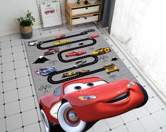 Cars Rug, McQueen Rug, Play Mat, Colorful Rug, Nursery Rug,Customized Rug,Cute Rug,Area Rugs,Children&#39;s room Rug,Nursery Decor,Gift for Kids