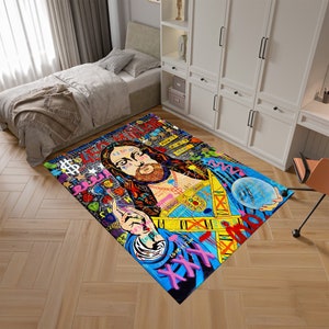 Alfombra popular, alfombra pop art, alfombra de graffiti, alfombra de arte colorido, alfombra única, alfombras geniales, alfombra moderna, alfombra personalizada, alfombra de área, alfombras para sala de estar, regalos para ella