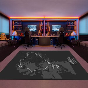 Tapijt racekaart, racegamekaart, gametapijt, autoracekaart, gameroomtapijt, gamedecor, gamedecor, gamingcadeau, karpetten, aangepast tapijt, gamingkleed afbeelding 7