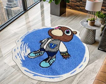 Kanye West Bear Rug, Bear Rug, Kanye West Dropout Bear Rug, Kanye West CD Rug, CD Rug, Music Album Rug, Music Decor, Tufted Look Printed Rug