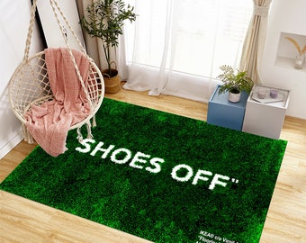 Shoes Off Rug, Shoes Rug, Sneaker Rug, Shoes Room Rug,Area Rug,Unique Rugs,Cool Rugs,Best Seller Rug,Green Rug,Awesome Room Rug,Gift for Her