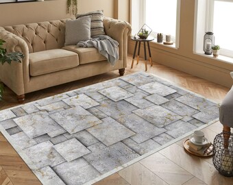 Stone Rug, Stone Pattern Rug, Pattern Rug, Grey Rug, Modern Rug, Home Decor, Area Rugs, Aesthetic Rug,Rugs for Living Room,Housewarming Gift