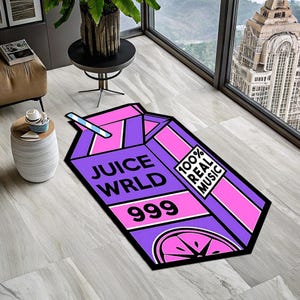 Juice Wrld 999 Rug, 999 Rug, Car Rug, Classic Car Rug, Shaped Rug, Rapper Rug, Music Rug, Juice Wrld Album Cover, Tufted Look Printed Rug