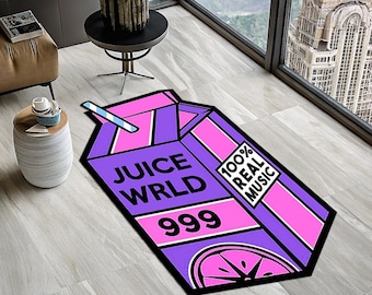 Juice Wrld 999 Rug, 999 Rug, Car Rug, Classic Car Rug, Shaped Rug, Rapper Rug, Music Rug, Juice Wrld Album Cover, Tufted Look Printed Rug
