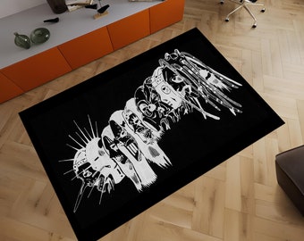 Rock Rug, Heavy Metal Rug,Music Rug,Metal Rug,Gothic Rug,Popular Rug,Music Decor,Music Room Rug,Custom Rug,Unique Rug,Area Rug,Gifts for Her