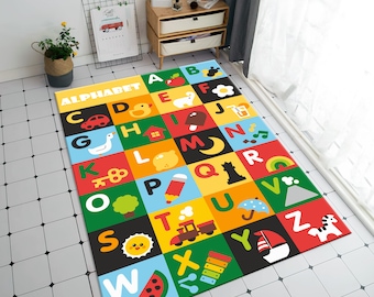 Educational Rug, Alphabet Rug,Kids Rug,Colorful Rug,Nursery Decor,Gift for Kids,Nursery Rug,Custom Rug,Area Rug,Personalized Rug,Play Mat
