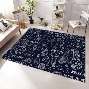 Planet Rug,Space Rug,Rocket Rug,Soft Rug,Cute Rug,Space Decor,Nursery Rug,Child Room Rug,Custom Rug,Gift for Kids,Personalized Rug,Area Rugs