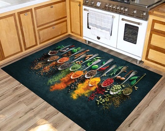 Rugs for Kitchen, Spices Rug, Kitchen Runner Rug, Colorful Rug,Kitchen Mat,Modern Rug,Area Rugs,Custom Rug,Kitchen Decor,Housewarming gift