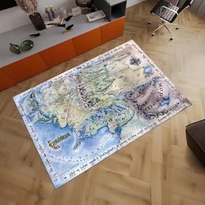Mittelerde Karte Teppich, LOTR Karte, Karte Teppich, Coole Teppiche, Beliebter Teppich, Fantastischer Teppich, Jungenzimmer Teppich, Geschenke für Sie,