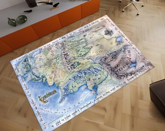 Middle Earth Map Rug,LOTR Rug,LOTR Map Rug,Map Rug,Cool Rugs,Popular Rug,Fantastic Rug,Movie Decor,Area Rugs,Boys Room Rug,Gifts for Her