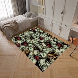 Dollar Rug, Money Rug, Diamond Rug, Colorful Rug,Cool Rugs,Money Decor,Popular Rug,Custom Rug,Area Rugs,Rugs for Living Room,Gift for Her