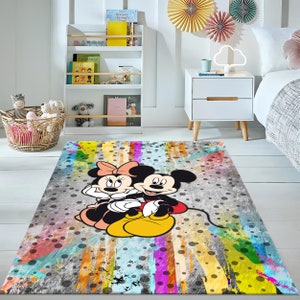 Children&#39;s room Rug, Mickey Mouse Rug, Minnie Mouse Rug, Cartoon Rug, Custom Rug, Nursery Rug,Cute Rug,Area Rugs,Nursery Decor,Gift for Kids