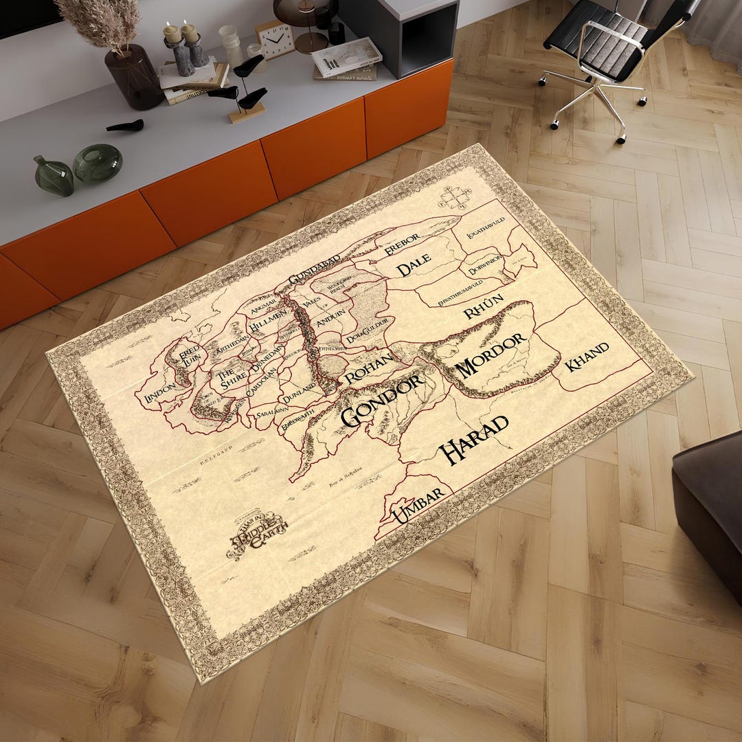 Middle Earth Map Rug,rug,lotr Rug,map Rug,awesome Rug,unique Rug,lotr ...
