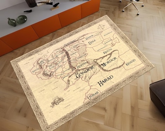 Middle Earth Map Rug,Rug,LOTR Rug,Map Rug,Awesome Rug,Unique Rug,LOTR Map Fantastic Rug,Movie Decor,Area Rug,Boys Room Rug,Gifts for Her