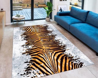 Colorful Rug, Zebra Pattern Rug, Modern Rug, Aesthetic Rug, Animal Pattern Rug,Home Decor,Area Rugs,Rugs for Living Room,Housewarming gift