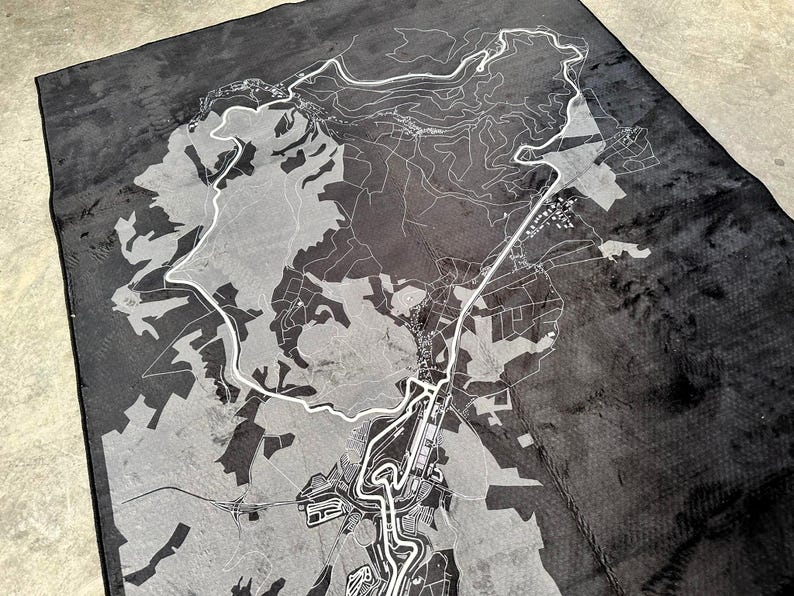 Tapijt racekaart, racegamekaart, gametapijt, autoracekaart, gameroomtapijt, gamedecor, gamedecor, gamingcadeau, karpetten, aangepast tapijt, gamingkleed afbeelding 3