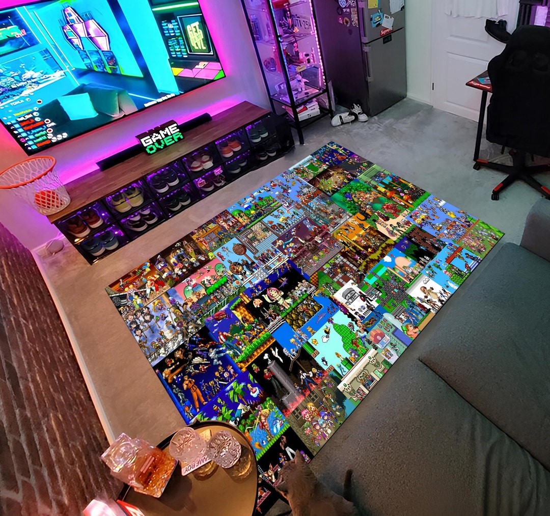 Gaming Rug, Retro Games Rug, Video Game Rug,gamer Rug,colorful Rug,game ...