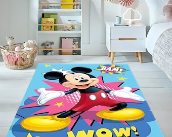 Babyzimmer Teppich, Micky Maus Teppich, Pop Art Teppich, Kinderteppich, Bunter Teppich, Individueller Teppich, Geschenk für Kinder