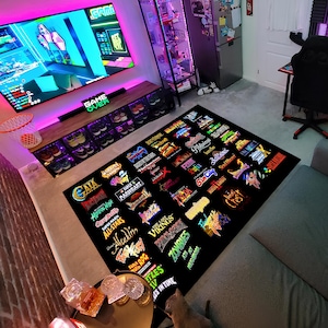 Retro Games Rug, Video Games Rug,Gaming Rug,Gamer Rug,Colorful Rug,Game Decor,Custom Rug,Retro Gaming,Arcade Game Rug,Area Rugs,Gaming Gifts
