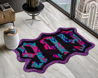 999 Rug, Juice Wrld 999 Rug, Car Rug, Classic Car Rug, Shaped Rug, Rapper Rug, Music Rug, Juice Wrld Album Cover, Tufted Look Printed Rug