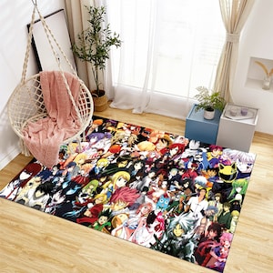 Manga Rug,Mixed Anime Rug,Kawai Rug,Cool Rugs,Colorful Rug,Fantastic Rug,Anime Rug,Anime Decor,Nursery Rug,Custom Rug,Area Rugs,Gift for Her