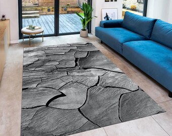 Modern Rug, Stone Pattern Rug, Stone Rug, Pattern Rug, Grey Rug,Home Decor, Area Rug, Aesthetic Rug, Rugs for Living Room, Housewarming Gift
