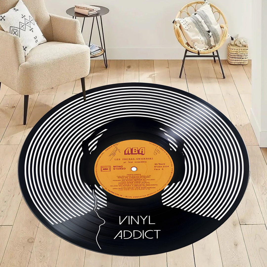 Vinyl Record Rug,music Rug,custom Rug,modern Rug,round Rug,black-white ...