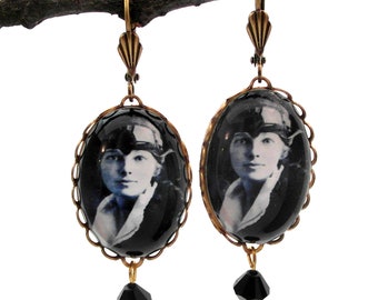 Amelia The Aviator Brass Earring Amelia Earhart Jewelry