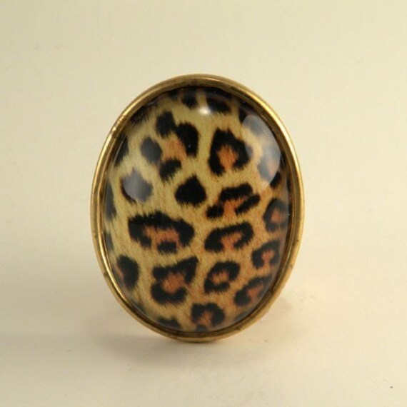 Leopard Brooch vintage inspired brass pinup burlesque animal print brooch
