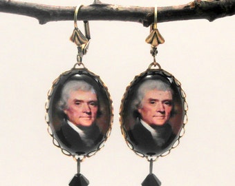 Thomas Jefferson Earrings Patriotic Americana, Be Revolutionary