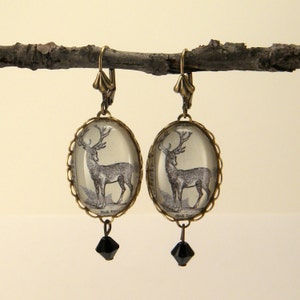 Uncle Buck Brass Deer Engraving Earrings