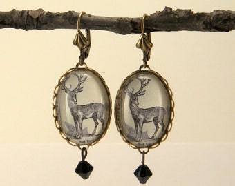 Uncle Buck Brass Deer Engraving Earrings