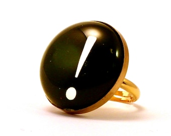 Exclaimation (!) Point Black&White 25mm Round Ring. Make a Big Statement