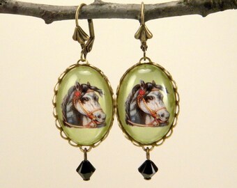 Off To The Track Horse Earrings