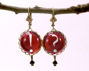 Question Authority Typographic Earrings in Red