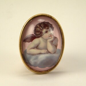 Cloud 9 Valentine Cupid Brooch Victorian inspired image pin. Vintage Valentine Perfection
