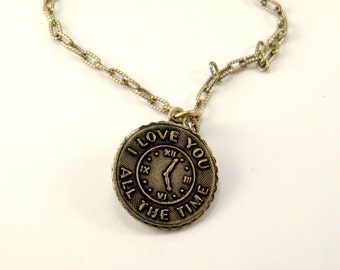 I love you all the time- vintage inspired romance charm necklace