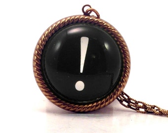 Get To The Point ! Black Exclaimation Point Necklace Typography Punctuation