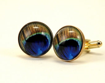 Proud As A peacock Feather Cuff Links