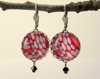 Raspberry Truffle Round Pewter Finish Earrings - GMER05