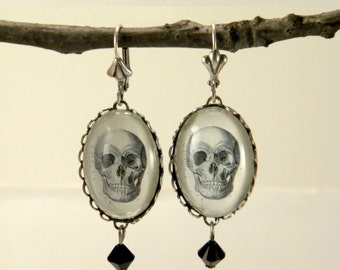 To Be Or Not To Be Silver Skull Earrings