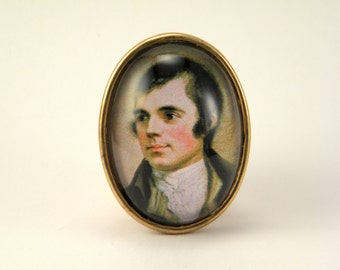 Robert Burns-vintage inspired literature cameo romantic poet The Bard portrait brass steampunk  pin brooch