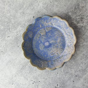 Handmade Ceramic Tapas Dish, Pine Cone Texture Snack Plate, Trinket Jewelry Dish