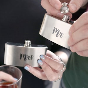 Mr And Mrs Multi Two Part Novelty Hip Flask