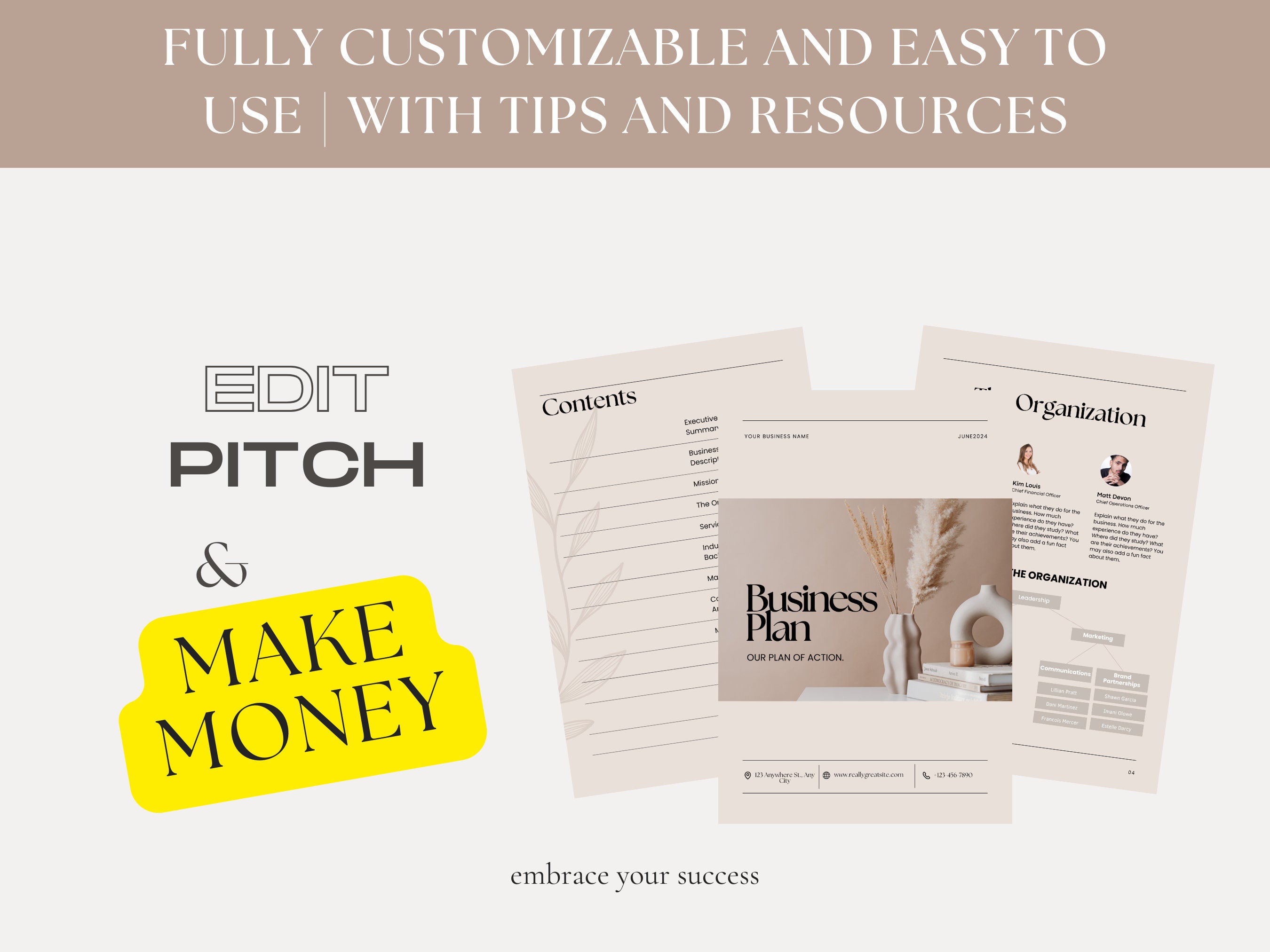 Editable Canva Business Plan Template Professional Startup Planner - Etsy