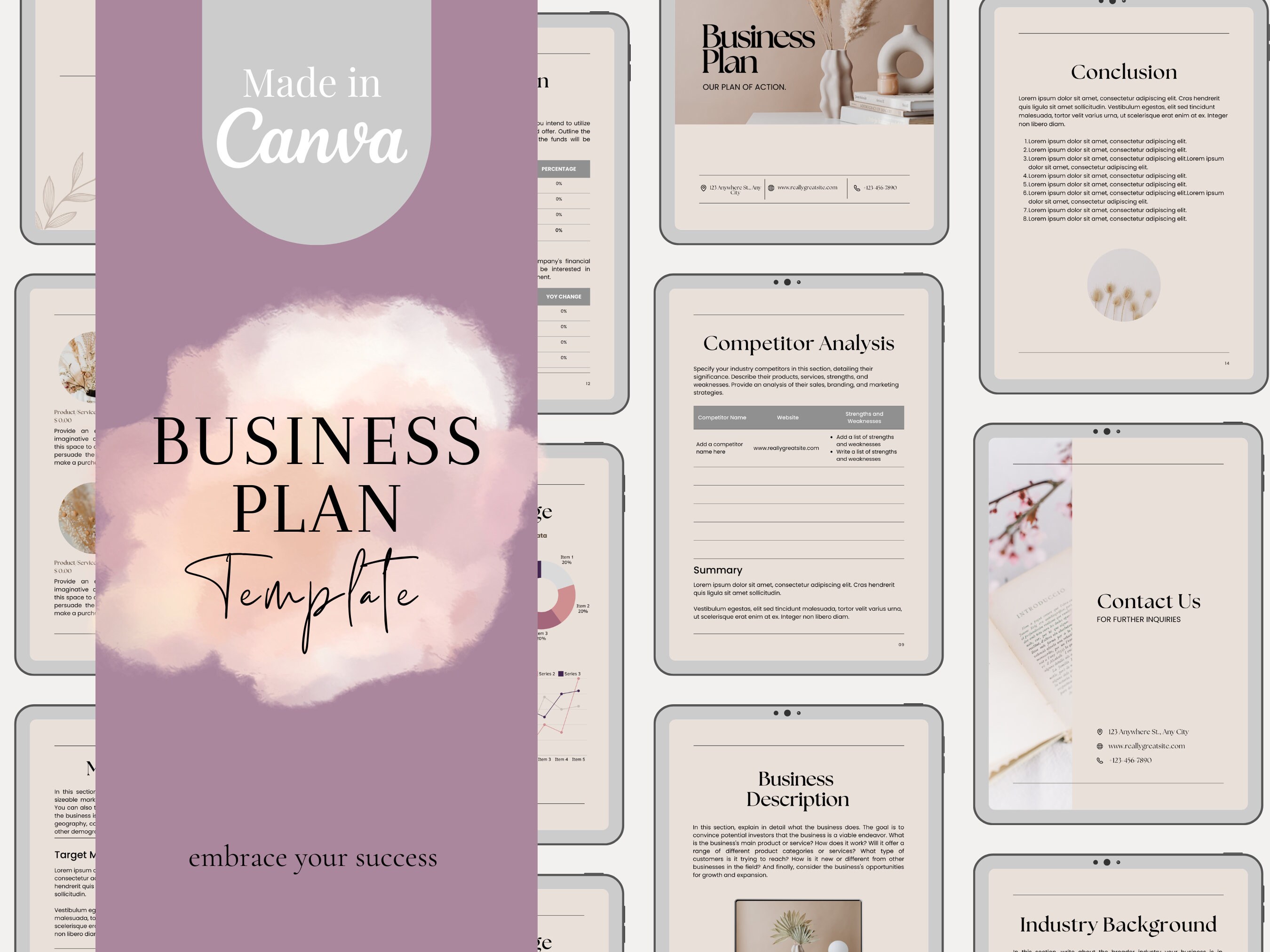Editable Canva Business Plan Template Professional Startup Planner - Etsy
