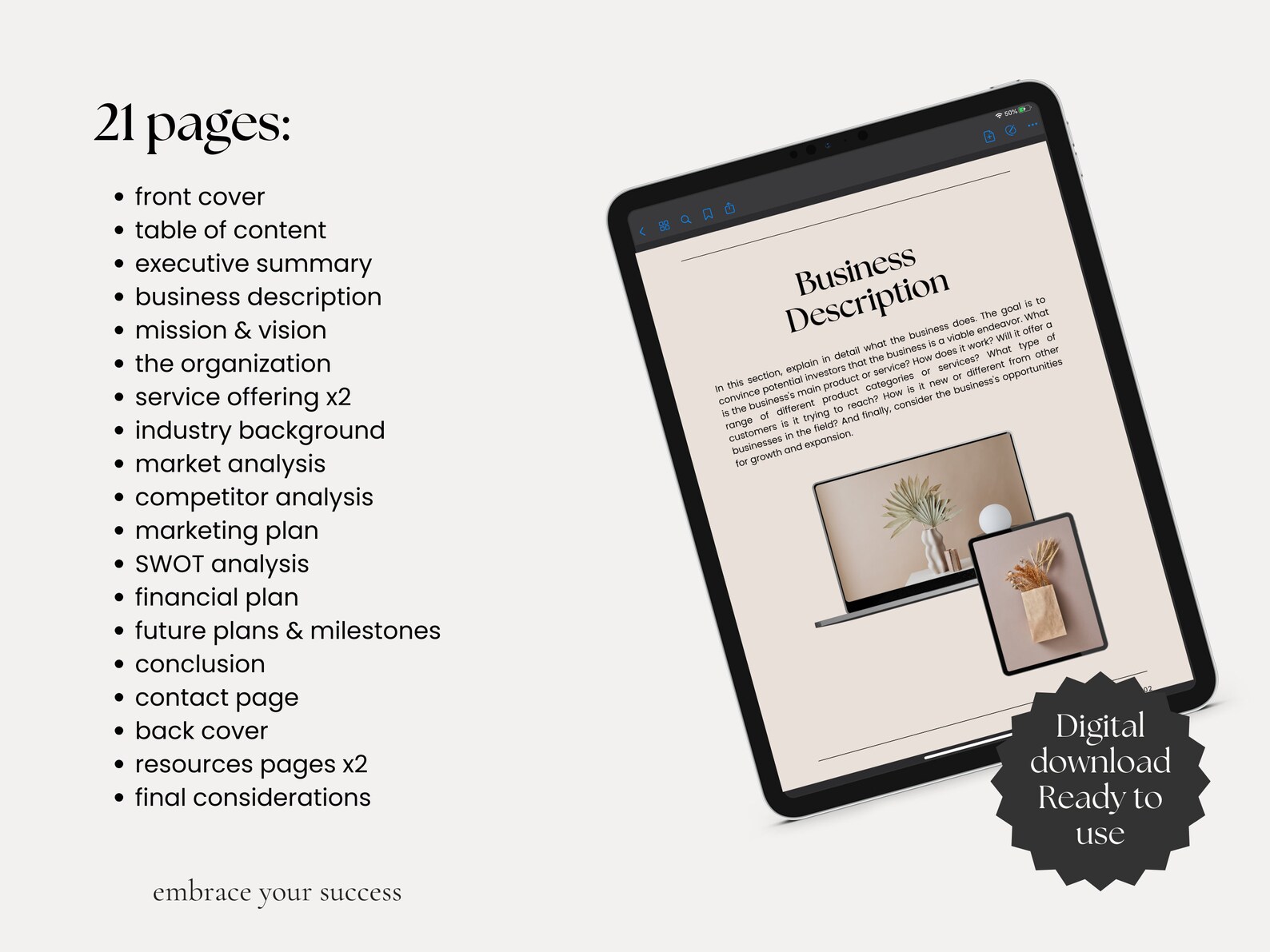 Editable Canva Business Plan Template Professional Startup Planner - Etsy