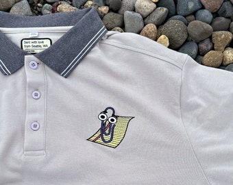 Broderad Clippy-pikétröja